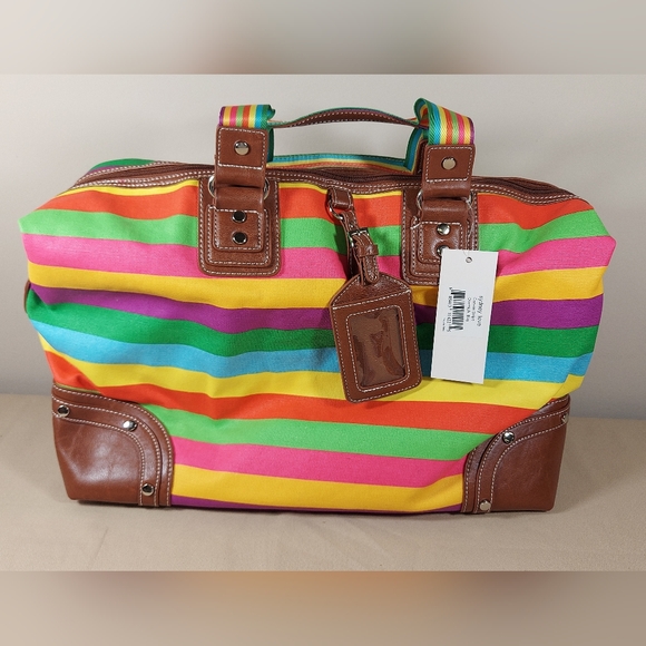 Sydney Love Canvas Stripe Overnight Bag Travel Tote - Picture 3 of 12